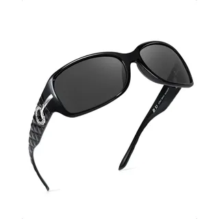 LVIOE Sonnenbrille Damen Polarisiert Vintage Groß Wraparound-Design Blendschutz mit UV400 Schutz