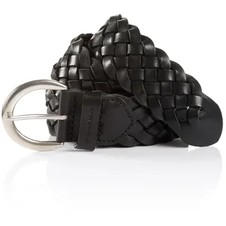 Flechtgürtel TOM TAILOR "TTLISA", Damen, Gr. 80, schwarz, Rindsleder, Gürtel Flechtgürtel, 4 cm breiter Damengürtel, Flechtledergürtel, modisches Must-Have