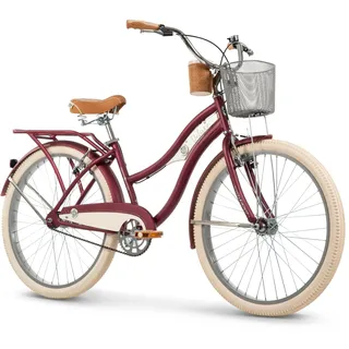 HUFFY Deluxe Cruiser Damenfahrrad 26” - Dark Berry, Rot