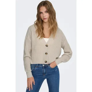 Strickjacke ONLY "ONLCAROL NICE L/S CARDIGAN KNT NOOS", Damen, Gr. XL, grau (pumice stone), Strick, Obermaterial: 100% Polyacryl, unifarben, regular fit hüftlang, V-Ausschnitt, Rippbündchen, Strickjacken Strickjacke, Kunstfaser, regular fit