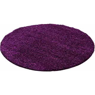 Ayyildiz Teppiche Hochflor-Teppich "Life Shaggy 1500, auch als Läufer und in Rund erhältlich" rund 30 mm Höhe Langflor, uni, große Farb- und Größenauswahl. Wohnzimmer, alle Räume, lila