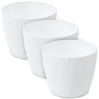 TULMERO Blumentopf matt, Pflanzkübel aus Übertopf Kunststoff Dekorativer Topf für, groß Pflanzen 3X blumenkübel Set, blumenkübel kräutertopf, (3 Pack) Weiß, ø 22 cm
