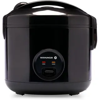 REISHUNGER Reiskocher, elektrisch (500W, 1,2 Liter) für 4 Personen, Warmhaltefunktion, Schwarz - Schwarz