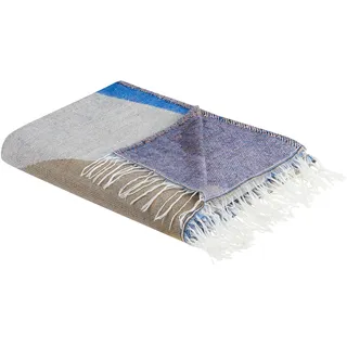 Beliani Yaladi Kuscheldecke 130 x 170 cm Blau/Schwarz/Mehrfarbig