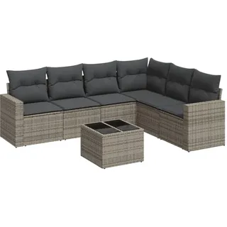 vidaXL Garten-Sofagarnitur 7-tlg. grau