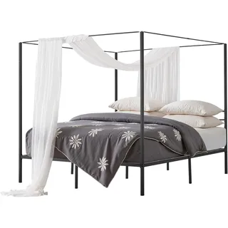 Vevor Himmelbettrahmen (Kingsize), Metallhimmelbett (363 kg belastbar) mit Himmelbett-Design, robuste Stahllattenstütze, Stauraum unter dem Bett, kein Boxspring erforderlich, Netzrahmen Schwarz