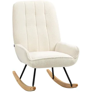 Homcom Schaukelstuhl Schwingsessel Gepolsterter Schaukelsessel bis 150 kg Belastbar , Creme , Holz , 95x97x63 cm , Wohnzimmer, Sessel, Schaukelstühle