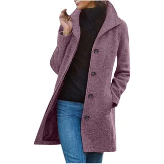 Mantel Damen Herbst Winter Wollmantel Lang Trenchcoat Elegant Wintermantel Übergangsmantel Parka mit Reverskragen Langarm Cardigan Einfarbig Herbstmantel Outdoor Jacken Grosse Grössen