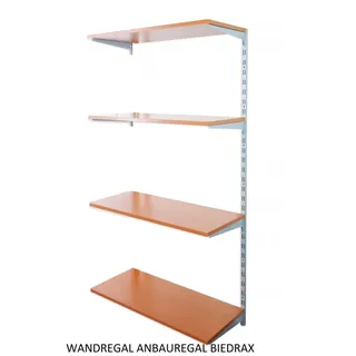 Biedrax Wandregal - Anbauregal 50 x 80 x 150 cm, Farbe silber - 4 Fachboden Kirsche