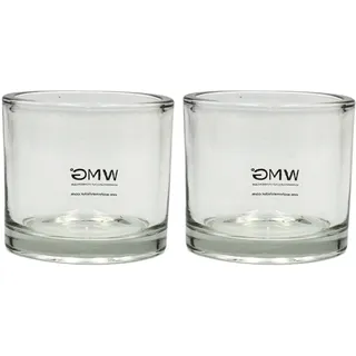 Dekohelden24 Windlichtglas/Teelichtglas im 2er Set, klar/transparent aus Glas, schlicht und elegant, Größe: H/Ø ca. 8 x 9 cm