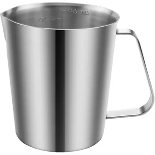 NIZEAMI Edelstahl-Messbecher mit und Ausgießlippe, Metallkrug mit Oz- und ML-Markierung, 16oz/500ml,