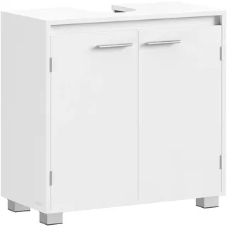 VASAGLE Waschbeckenunterschrank 2 Fächer 30 x 60 x 60 cm Wolkenweiß