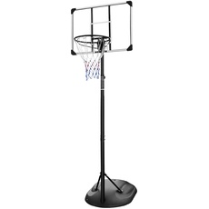 FUNJEPE Tragbarer Basketballkorb-System, höhenverstellbar, 2,3 m – 2,8 m, mit 81,3 cm transparenter Rückwand und Rädern, für Jugendliche und Erwachsene, drinnen und draußen, 230 cm - 280 cm