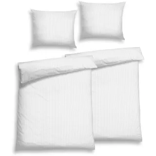 Florella Bettwäsche »Uni, Soft-Seersucker, 100 % Baumwolle« 4 Stk. tlg., weiß