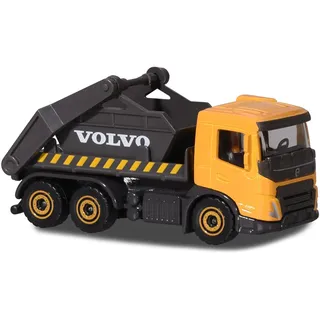 Majorette – Volvo Baustellenfahrzeuge – Bagger, Kipplaster, Radlader, Betonmischer, Knicklenker, LKW mit Container, Lieferung 1 Stück- zufälliges Modell,Spielzeugautos aus Metall