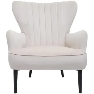 MCW Lounge-Sessel Samt 75 x 87 x 75 cm Creme-Beige mit Rollen