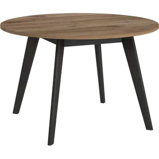 Lomadox Esstisch, rund, 120cm, Eiche mit schwarz, RAMVIK-129 - Braun
