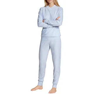 CALIDA Elegant Dreams Bündchen-Pyjama Damen, luftiger Schnitt, mit Spitzendetails, fließend und anschmiegsam