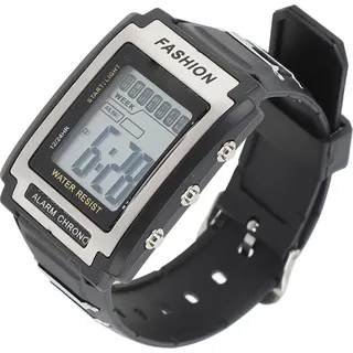 Rechteckige digitale Sportwache wasserdichte leuchtende multifunktionale vintage schwarze große Leinwand mit Alarm