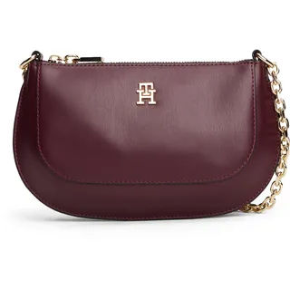 Umhängetasche TOMMY HILFIGER "TH GLAM MINI CHAIN CROSSOVER", Damen, Gr. B/H/T: 20cm x 14cm x 5cm, dunkelrot, Lederimitat, Taschen Umhängetasche, Damen Schultertasche, Abendtasche, Zierkette als Umhängeriemen