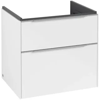 Villeroy & Boch Subway 3.0 Waschbeckenunterschrank, 2 Auszüge, 622x576x478mm, C57600VE, Farbe: Front/Korpus: Brilliant White, Griff: Aluminium glänzend