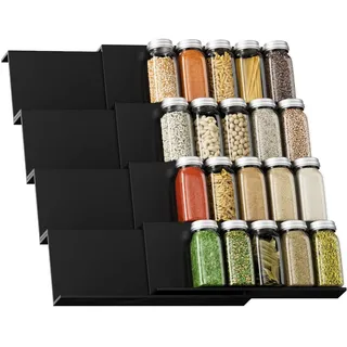 Exabang 8er-Set Gewürzregal Schublade, Gewürz Organizer Schublade Ordnungssystem von 30cm bis 60cm Ausziehbar, Spice Rack Gewürzregale für Küchen, Schrank, Arbeitsfläche (Schwarz)