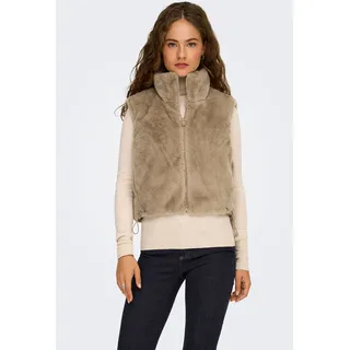 Plüschweste ONLY "ONLDANA FAUX FUR REV.WAISTCOAT OTW CC", Damen, Gr. M, silbermink, Plüsch, Obermaterial: 100% Polyester, unifarben, normal, Westen Plüschweste, Kunstfaser