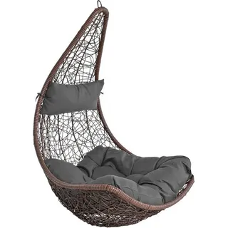 Hängesessel Polyrattan Hängekorb ohne Gestell Hängestuhl Hängeschaukel braun - Braun, Grau