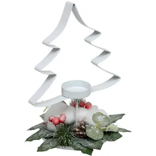 Atmosphera Createur d ́interieur Teelichthalter Tannenbaum 25 cm , Multicolor , Kunststoff , 25 cm , Dekoration, Kerzen & Kerzenhalter, Teelichthalter