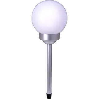 Näve Leuchten LED Außen Kugelerdspieß "BALL" D: 15 cm LED Außen Kugelerdspieß "BALL" D: 15 cm LED Außen Kugelerdspieß "BALL" D: 15 cm, Lampe für den Außenbereich im Modern-Style, aus Kunststoff in weiß, 51,5 cm hoch, Ø 15 cm, LED Platine – mit Schiebeschalter – Dämmerungssensor - Weiß