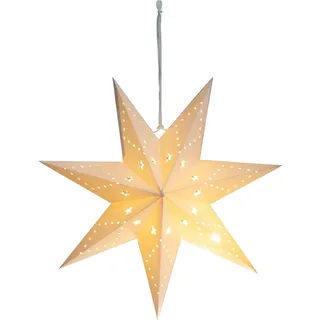 Dekoration MagicHome Weihnachten, Stern, Papier, 10 LED warmweiß, 2xAA, einfaches Leuchten, 40 cm - Weiß