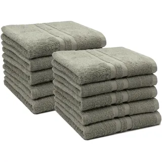 ZOLLNER 10er Set Handtücher in 50x100 cm, Baumwolle, Hotelqualität, Taupe