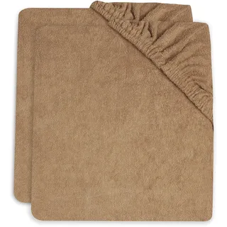 Jollein Wickelauflagenbezug - Biscuit - 2er Pack - 50x70cm - Baumwollfrottee - Bezug Wickelauflage - Hellbraun