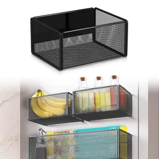 Magnetisches Gewürzregal, Magnetisches Regal, Magnet Regal Kühlschrank, Gewürzregal Magnetisch, Hängende Magnete Gewürzhalter, Küchenregal, Küchen Organizer Aufbewahrung, Magnetic Shelf, Schwarz