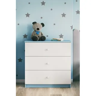Kinderkommode mit Schubladen ohne Muster in der Farbe Blau Babydreams - Blau
