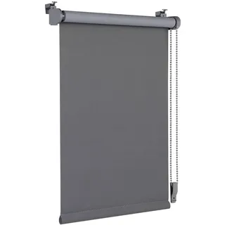 OBdeco Verdunkelungsrollo Thermorollo 45x130cm (Stoffbreite 41 cm) Grau ohne Bohren mit gleichfarbige Beschichtung Oeko-TEX Standard 100 Sichtschutz Sonnenschutz für Fenster & Tür
