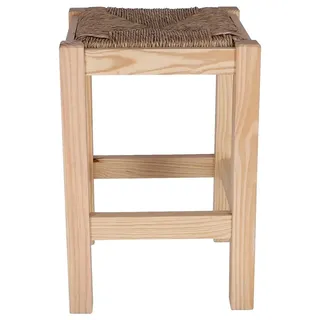 Wellhome Niedrige Quadratische Rustikale Holzbank Ohne Lack 32.5x32.5x48.5 Cm - Natural - One Size
