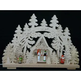 Schwibbogen el. Beleuchtet mit Bergmann und Engel (farbig) b x h= 50x35cm NEU