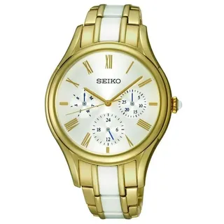 Seiko Premier Damenuhr SKY718P1 35mm Edelstahl Keramik Quarz Analog