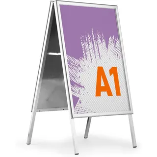 Durable Kundenstopper A1 FOLD OUTDOOR, wasserdicht & UV-beständig, wetterfester Plakatständer zusammenklappbar, 1 Stück, silber, 506623