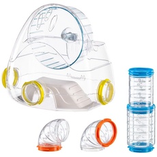 Ferplast Röhren Hamster-Set, Zubehör für Hamsterkäfig, insgesamt 4 Teile, inklusive Fitnessraum mit Hamsterrad, Hamster Tunnel Rohr mit Belüftungslöchern und Zubehör, KIT GYM, Hamster Spielzeug