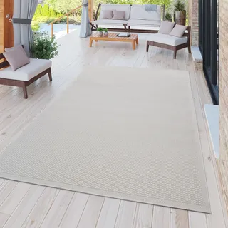 TT Home In-& Outdoorteppich Terrasse Küche Balkon Wetterbeständig Modern Unifarben Größe 160x220 cm - Beige