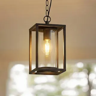 Lucande Außenleuchte Ferda (spritzwassergeschützt (Modern) in Schwarz aus Aluminium (1 flammig, E27) - Pendelleuchte außen