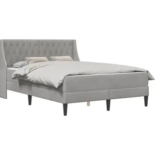 vidaXL Bettgestell mit Matratze Hellgrau 140 x 190 cm Samt - Hellgrau