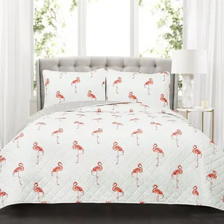 Lush Decor Kelly Flamingo Bettwäsche-Set für King-Size-Bett, Korallenrot