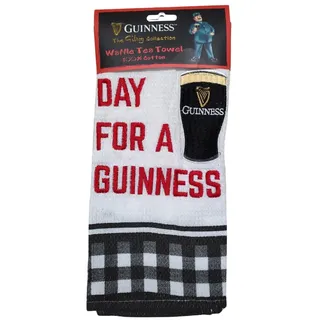 Shamrock Gift Company Guinness Geschirrtuch mit Waffelmuster, "Lovely Day for a Guinness", Schwarz