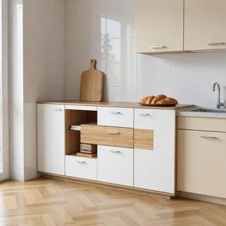 FurnitureR Natural Midi- & Hochschrank, Praktisches und Modernes Design, Robuste MDF Konstruktion, Ideal für Küche und Wohnzimmer