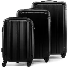 FERGÉ Kofferset Hartschale 3-teilig QUÉBEC Trolley-Set - Handgepäck 55 cm, L und XL 3er Set Hartschalenkoffer Roll-Koffer 4 Rollen 100% ABS schwarz