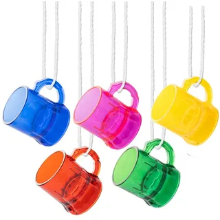 Carlso 20er-Set Schnapsgläser zum Umhängen mit Henkel, Shotgläser für Partys, bunte Likörgläser, Aperitif-Gläser, Dessertgläser, vielseitig einsetzbar (Bunt)