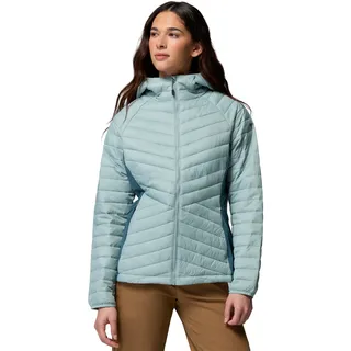 Columbia Women's Powder Pass 3 Hybrid Hooded Jacket Hooded Puffer Jacket, Crushed Blue/Everblue, XS